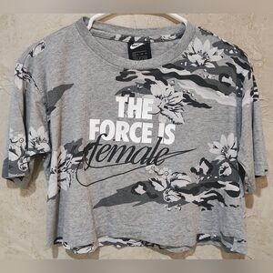 Nike Women's The Force Is Female Floral Crop Top Gray Women's  XS